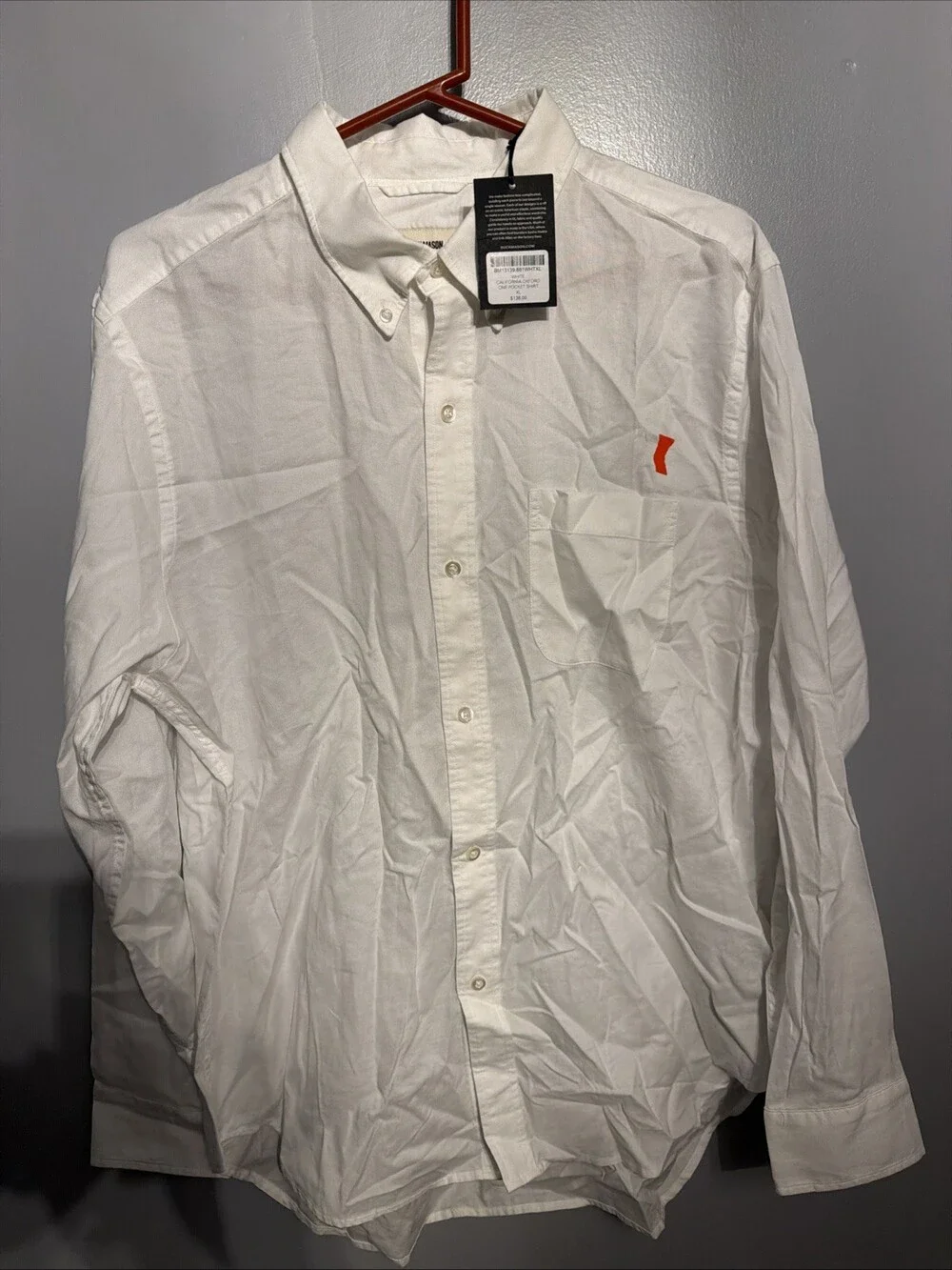 Buck Mason Men’s XL White California Oxford One Pocket Shirt